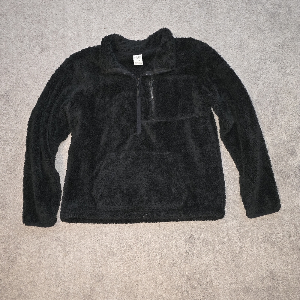 Cozy Black Fleece Pullover By Pink
